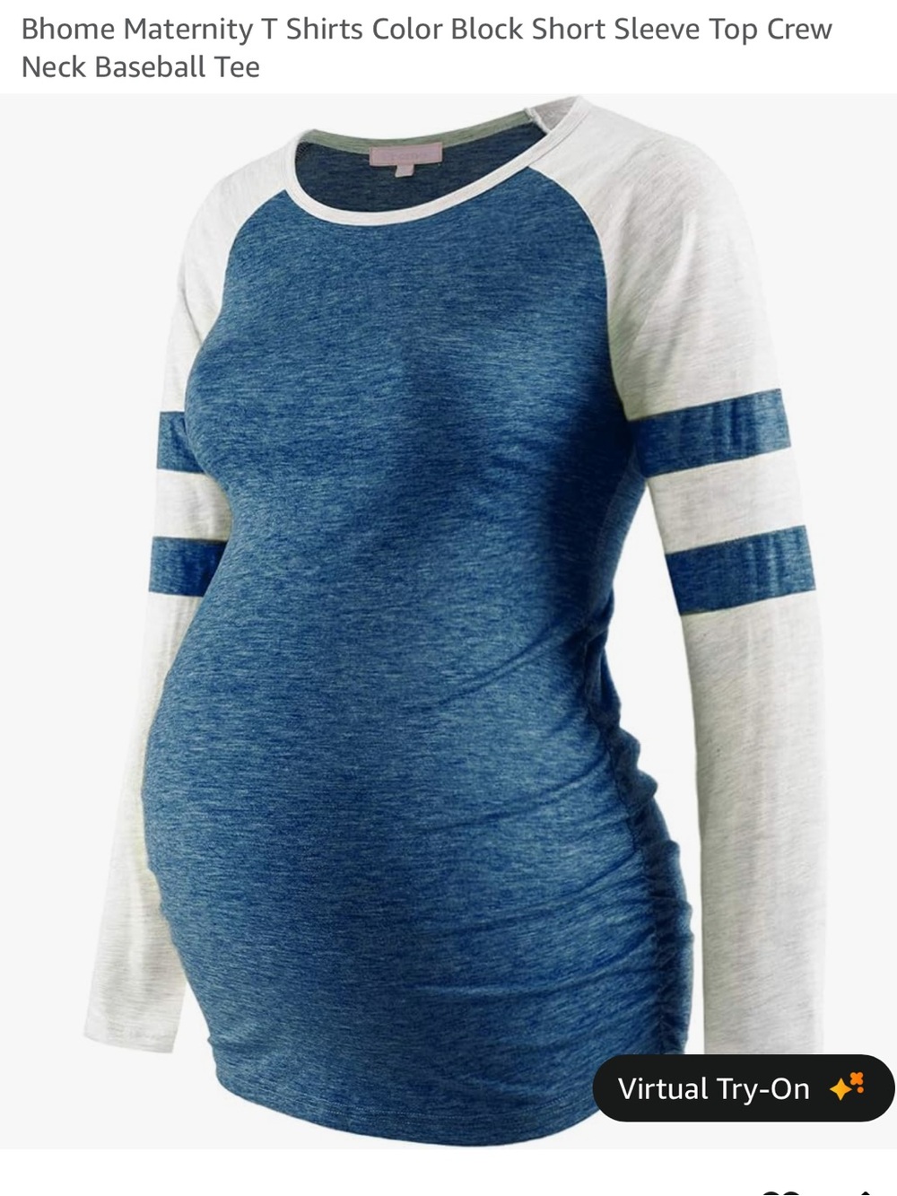Blue & White Baseball-Style Maternity Tee